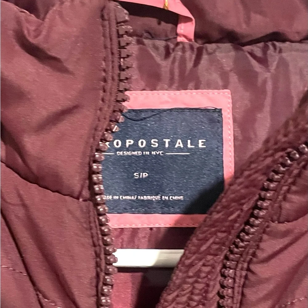 Aeropostale Puffer Vest Jacket Women’s Size S Maroon Full Zip Pockets Quilted‎